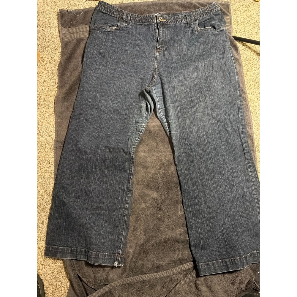Venezia Women Dark Wash Wide Leg Denim Trouser Jeans Flap Back Pockets